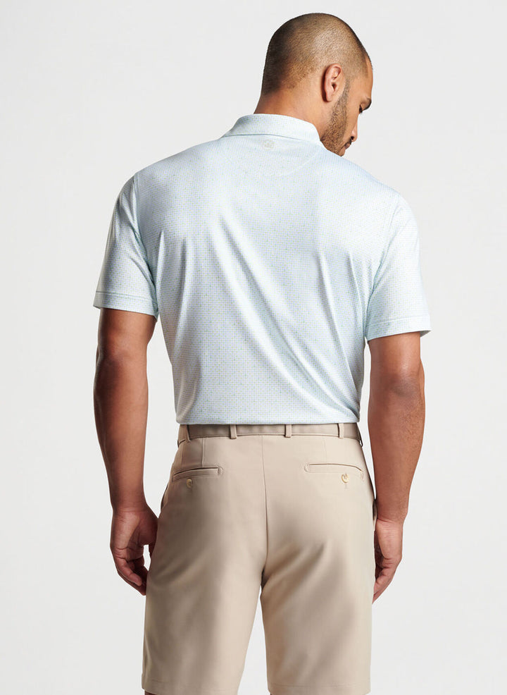 Peter Millar Mens Classic Fit The Bees Knees Performance Jersey Polo - Sean Self - WHITE/SPRITZER