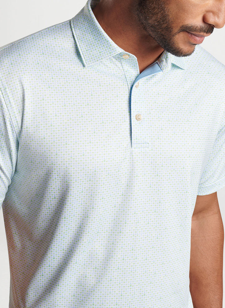 Peter Millar Mens Classic Fit The Bees Knees Performance Jersey Polo - Sean Self - WHITE/SPRITZER