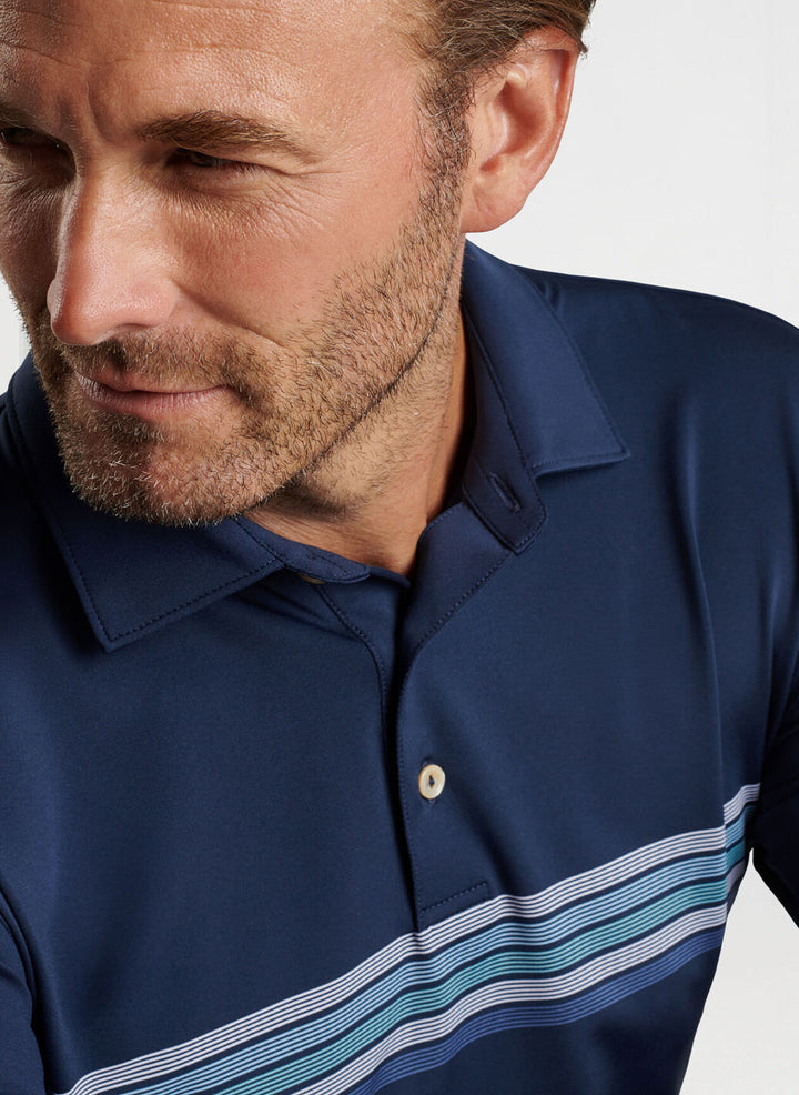 Peter Millar Mens Classic Fit Archer Performance Jersey Polo - NAVY