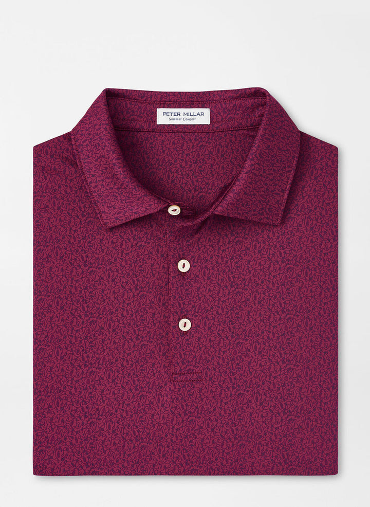 Peter Millar Mens Classic Fit Beer Garden Performance Jersey Polo - POMEGRANATE