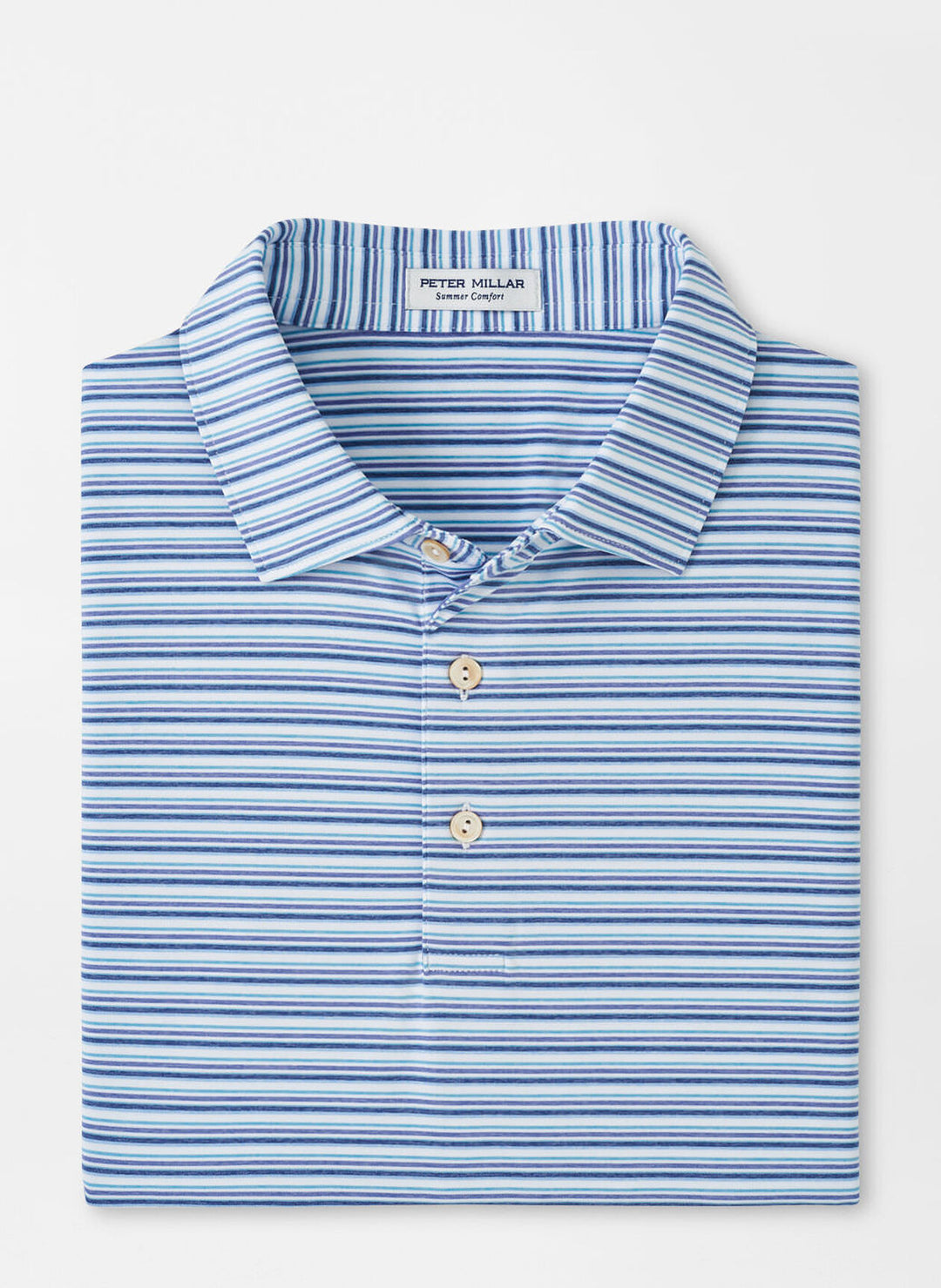 Peter Millar Mens Classic Fit Fairmont Performance Jersey Polo - WHITE/ASTRAL BLUE