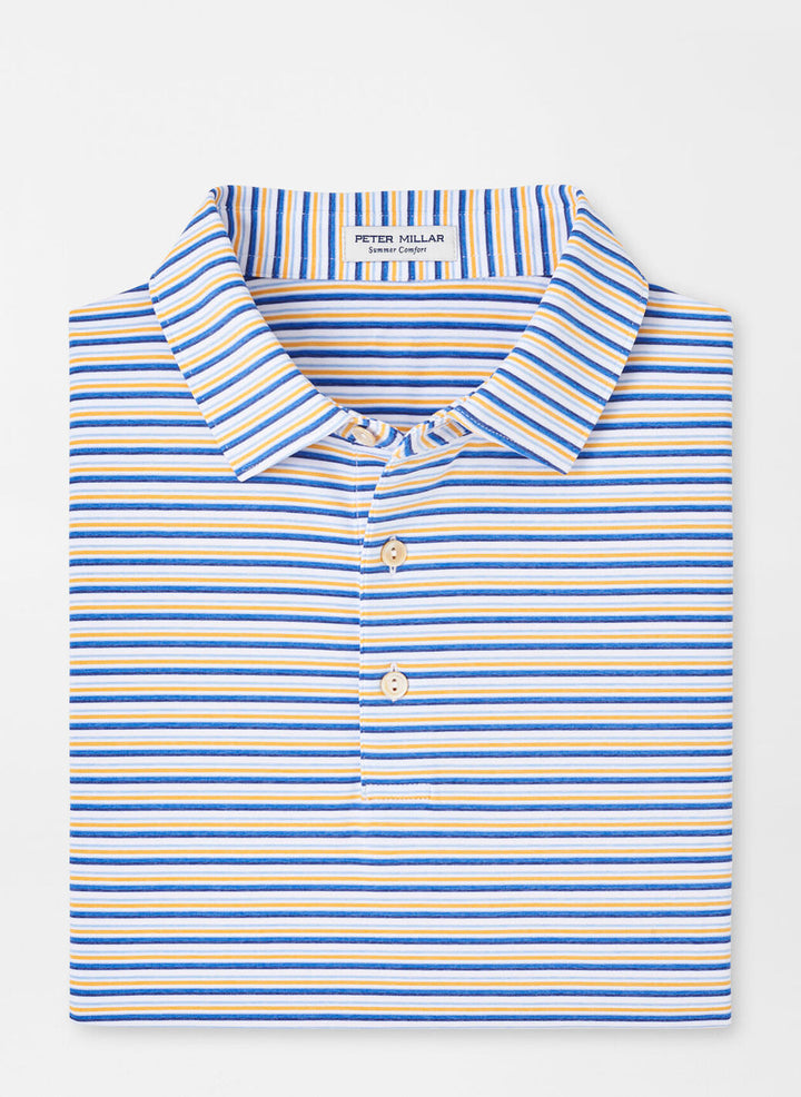 Peter Millar Mens Classic Fit Fairmont Performance Jersey Polo - WHITE/MAKO BLUE