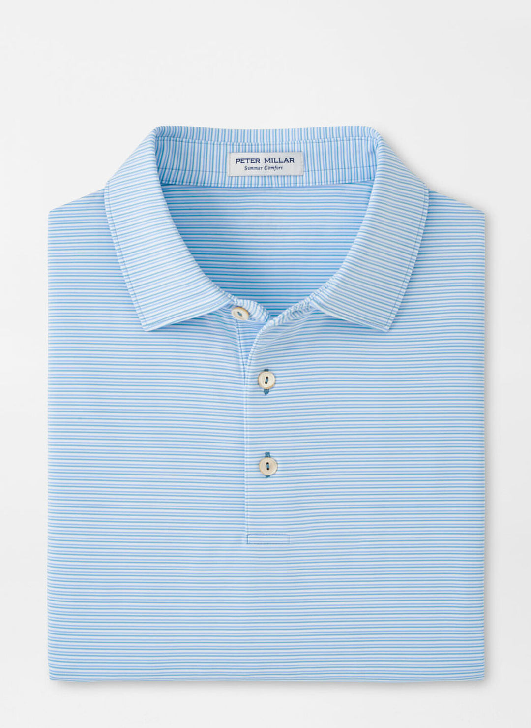 Peter Millar Mens Classic Fit Hanover Performance Jersey Polo - Sean Self Collar - CYAN