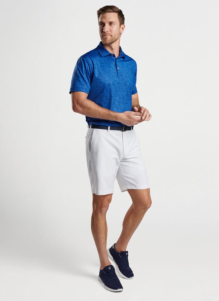 Peter Millar Mens Classic Fit Maze Performance Jersey Polo - SPORT NAVY