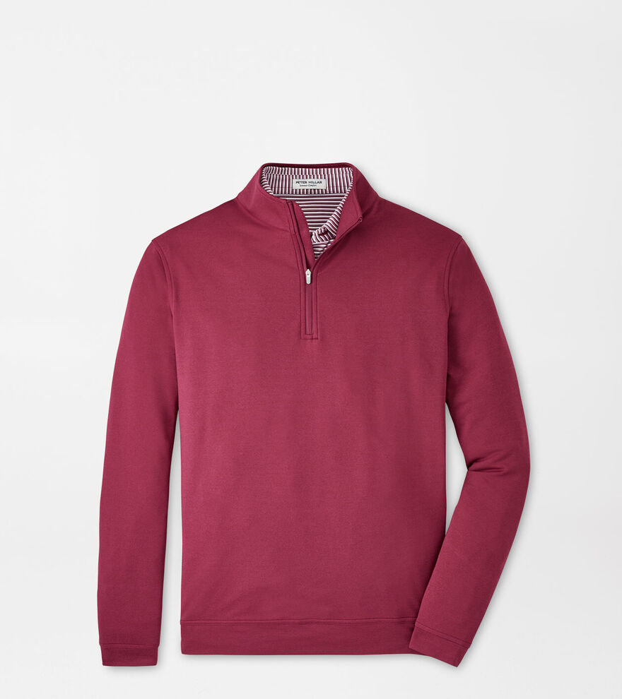 Peter Millar Mens Classic Fit Perth Melange Performance Quarter-Zip - POMEGRANATE