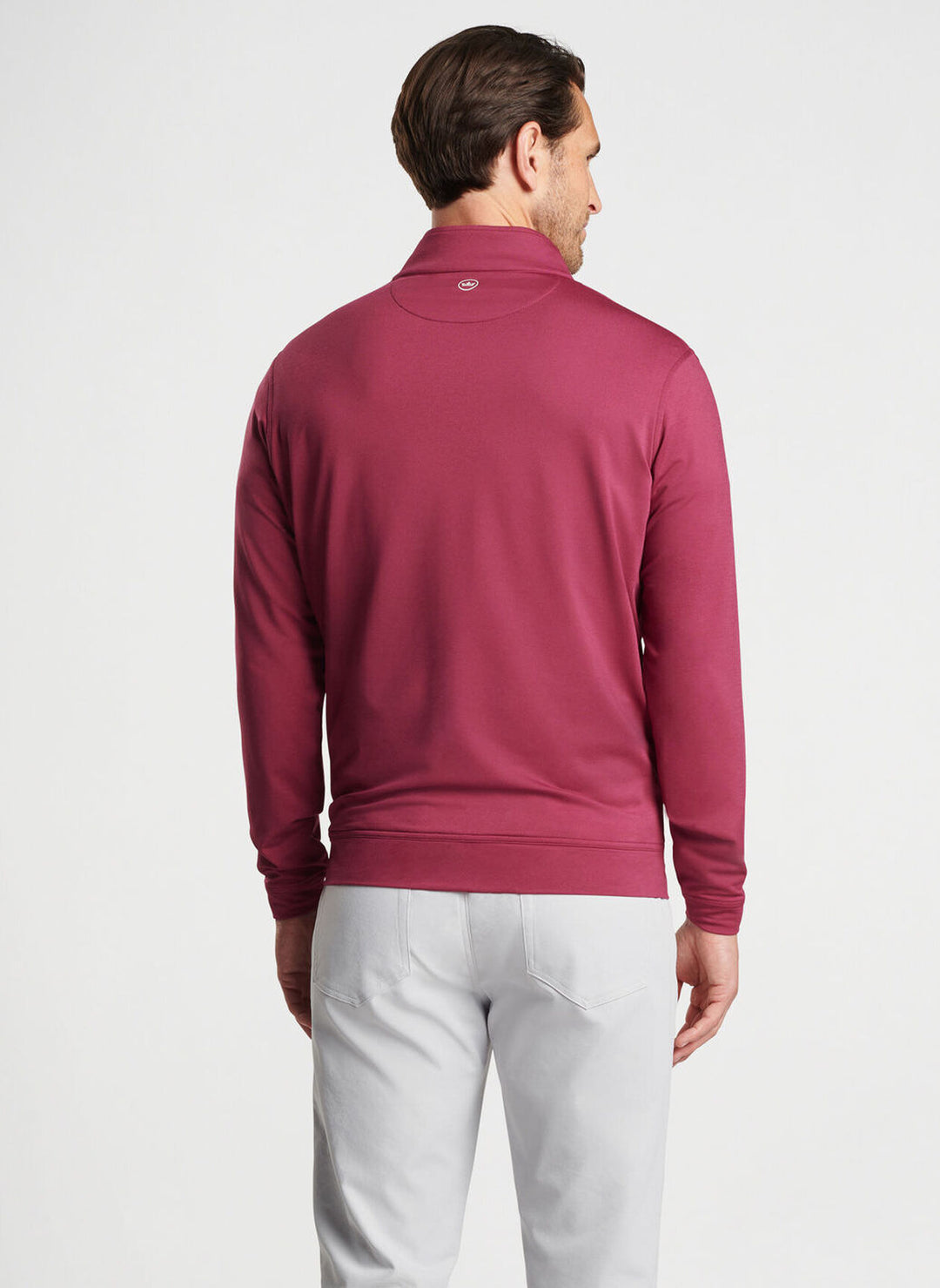 Peter Millar Mens Classic Fit Perth Melange Performance Quarter-Zip - POMEGRANATE