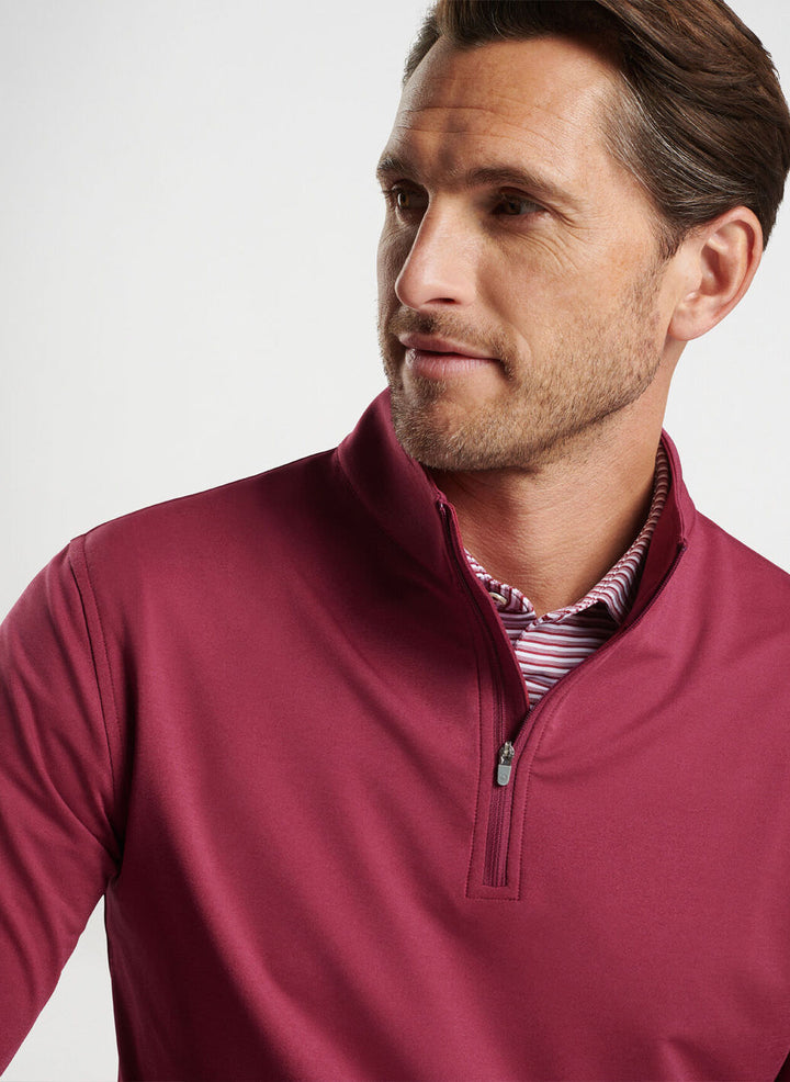 Peter Millar Mens Classic Fit Perth Melange Performance Quarter-Zip - POMEGRANATE