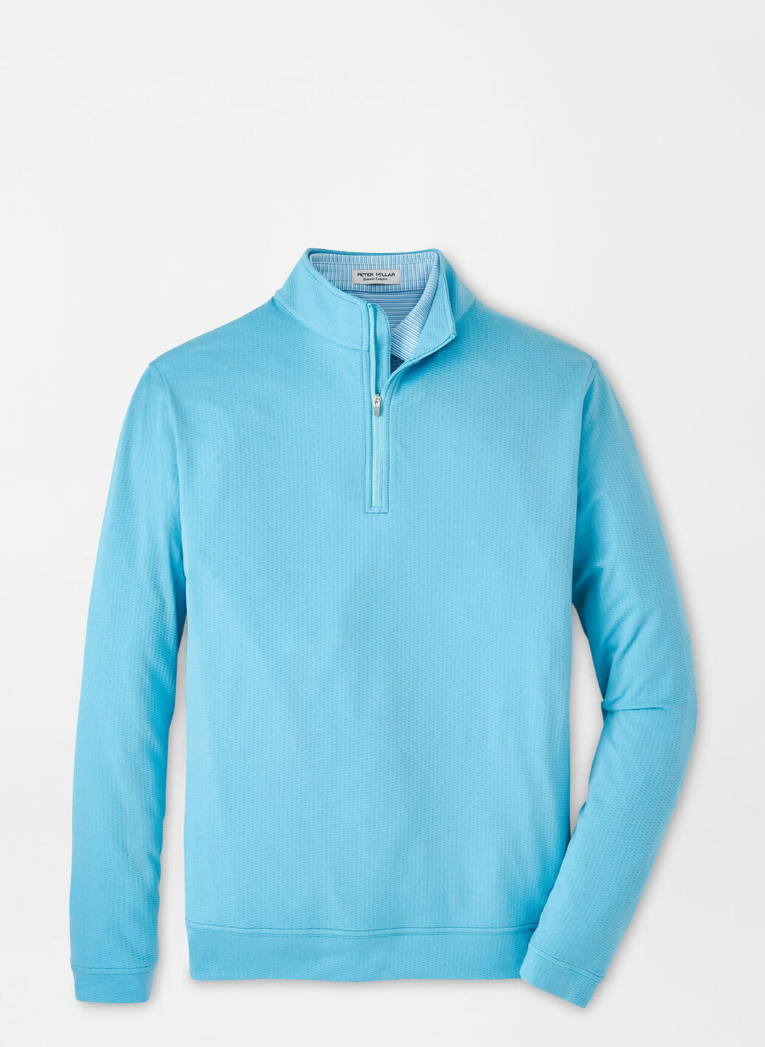 Peter Millar Mens Classic Fit Perth Oval Stitch Performance Quarter-Zip - CYAN