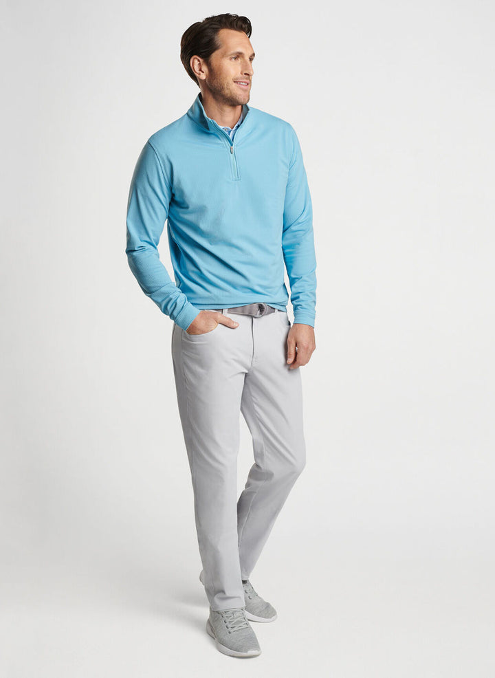 Peter Millar Mens Classic Fit Perth Oval Stitch Performance Quarter-Zip - CYAN