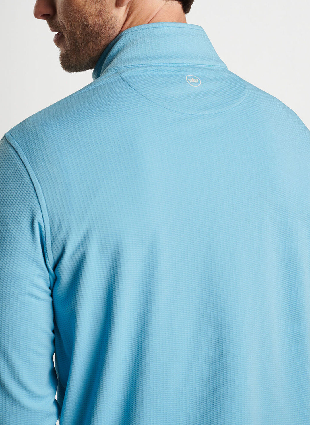 Peter Millar Mens Classic Fit Perth Oval Stitch Performance Quarter-Zip - CYAN