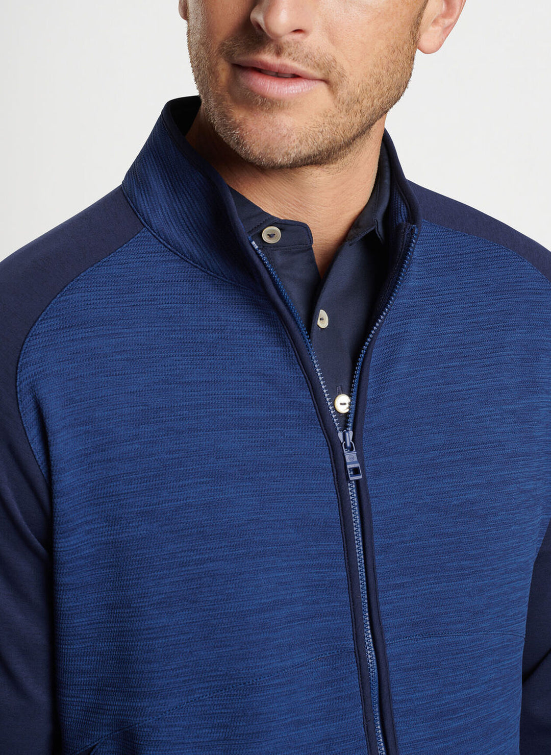 Peter Millar Mens Classic Fit Vista Hybrid Full-Zip Jacket - SPORT NAVY