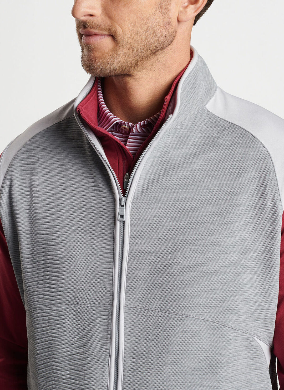 Peter Millar Mens Classic Fit Vista Hybrid Full-Zip Vest - GALE GREY