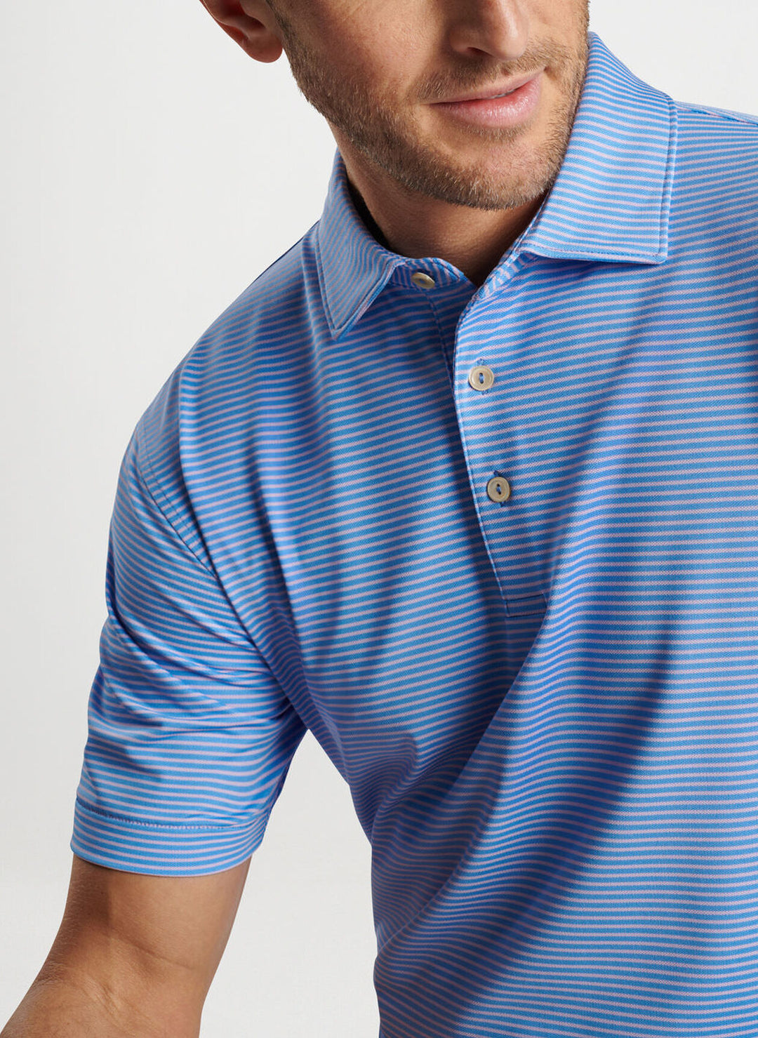 Peter Millar Mens Classic Fit Grace Performance Mesh Polo - LIBERTY BLUE