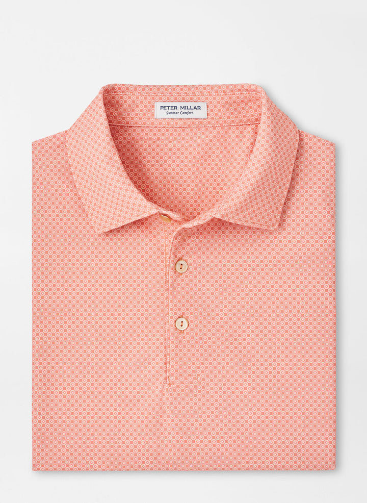 Peter Millar Mens Classic Fit Quadratic Performance Mesh Polo - GRAPEFRUIT