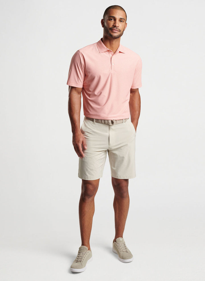 Peter Millar Mens Classic Fit Quadratic Performance Mesh Polo - GRAPEFRUIT