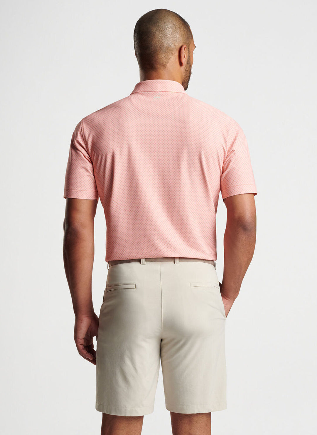 Peter Millar Mens Classic Fit Quadratic Performance Mesh Polo - GRAPEFRUIT