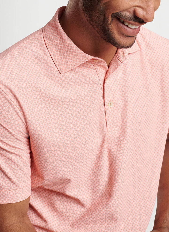 Peter Millar Mens Classic Fit Quadratic Performance Mesh Polo - GRAPEFRUIT