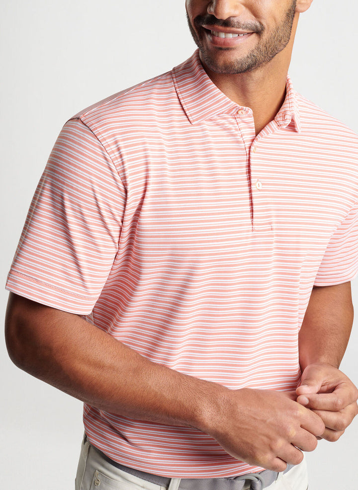 Peter Millar Mens Classic Fit Dellroy Performance Mesh Polo - GRAPEFRUIT