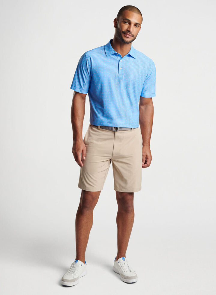 Peter Millar Mens Classic Fit Spokes Performance Mesh Polo - Sean Self Collar - LIBERTY BLUE