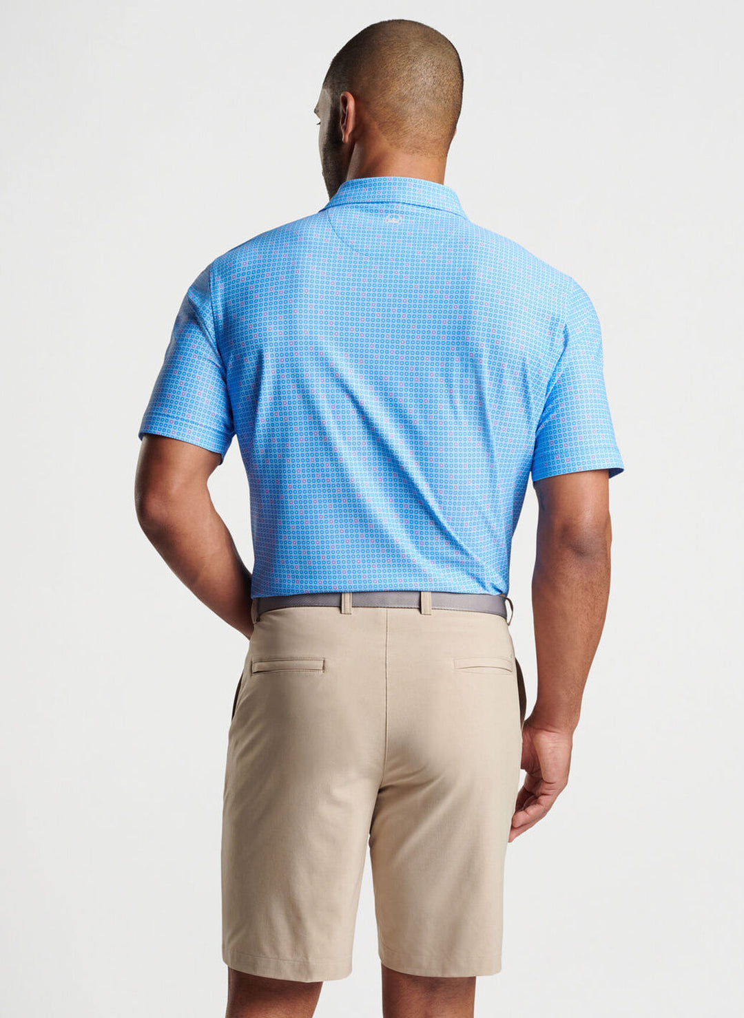 Peter Millar Mens Classic Fit Spokes Performance Mesh Polo - Sean Self Collar - LIBERTY BLUE