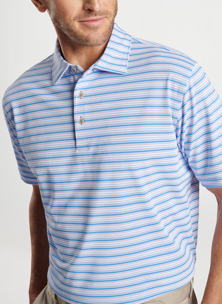 Peter Millar Mens Classic Fit Creston Performance Mesh Polo - LIBERTY BLUE