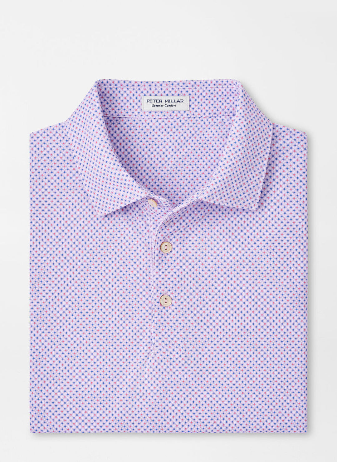 Peter Millar Mens Classic Fit Orbital Geo Performance Mesh Polo - PETAL PURPLE