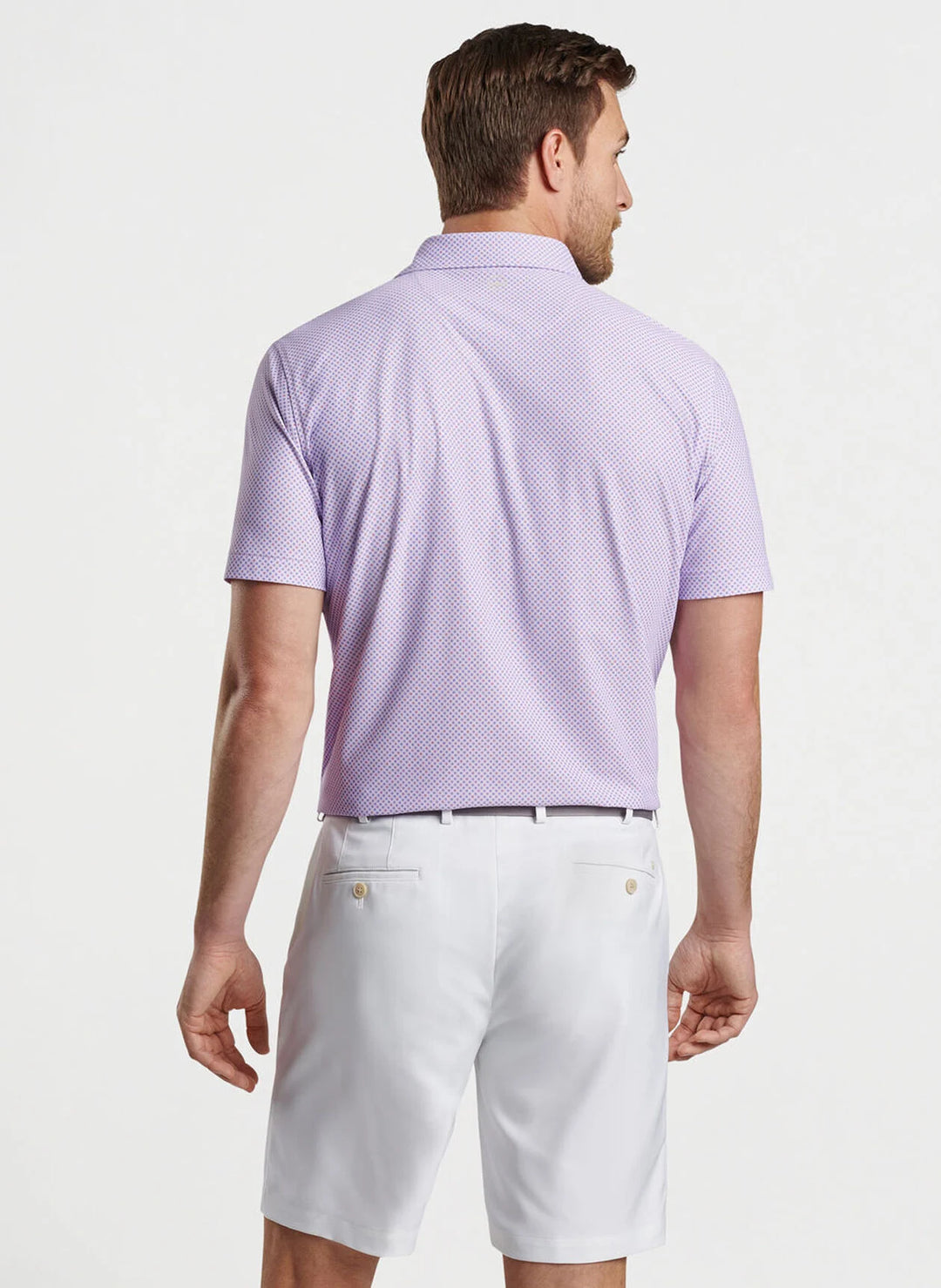 Peter Millar Mens Classic Fit Orbital Geo Performance Mesh Polo - PETAL PURPLE