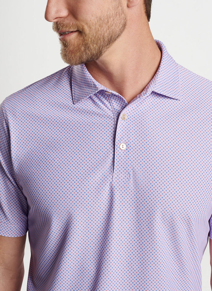 Peter Millar Mens Classic Fit Orbital Geo Performance Mesh Polo - PETAL PURPLE