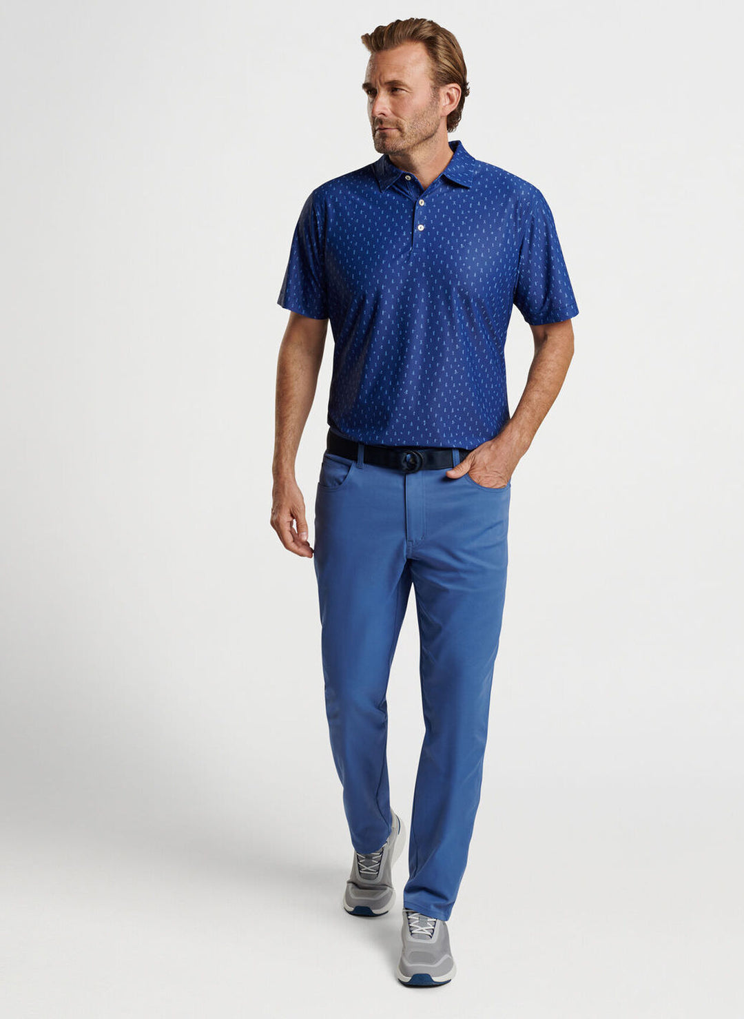 Peter Millar Mens Classic Fit Fairway Par-Tee Performance Mesh Polo - SPORT NAVY