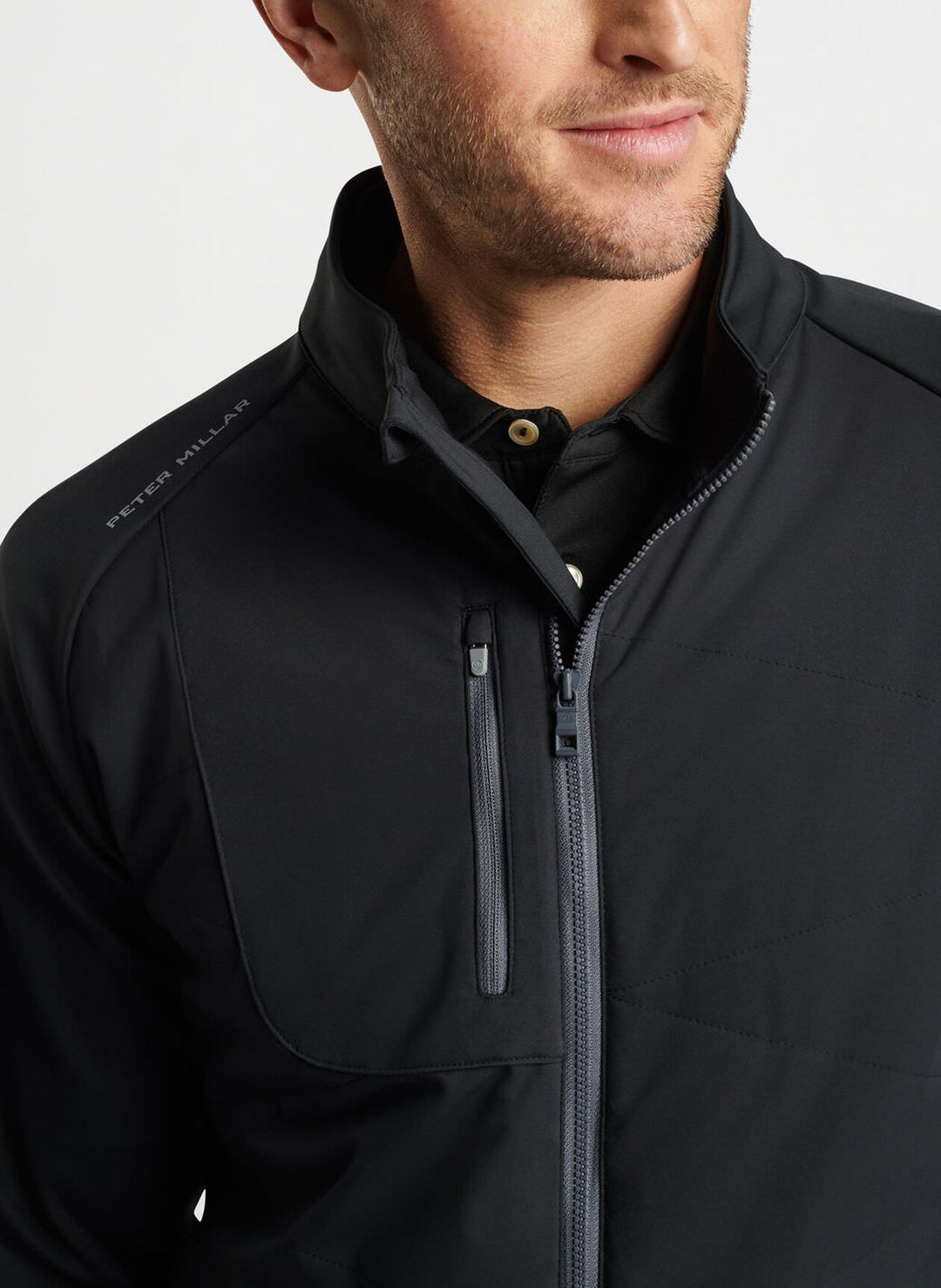 Peter Millar Mens Classic Fit Merge Hybrid Jacket - BLACK