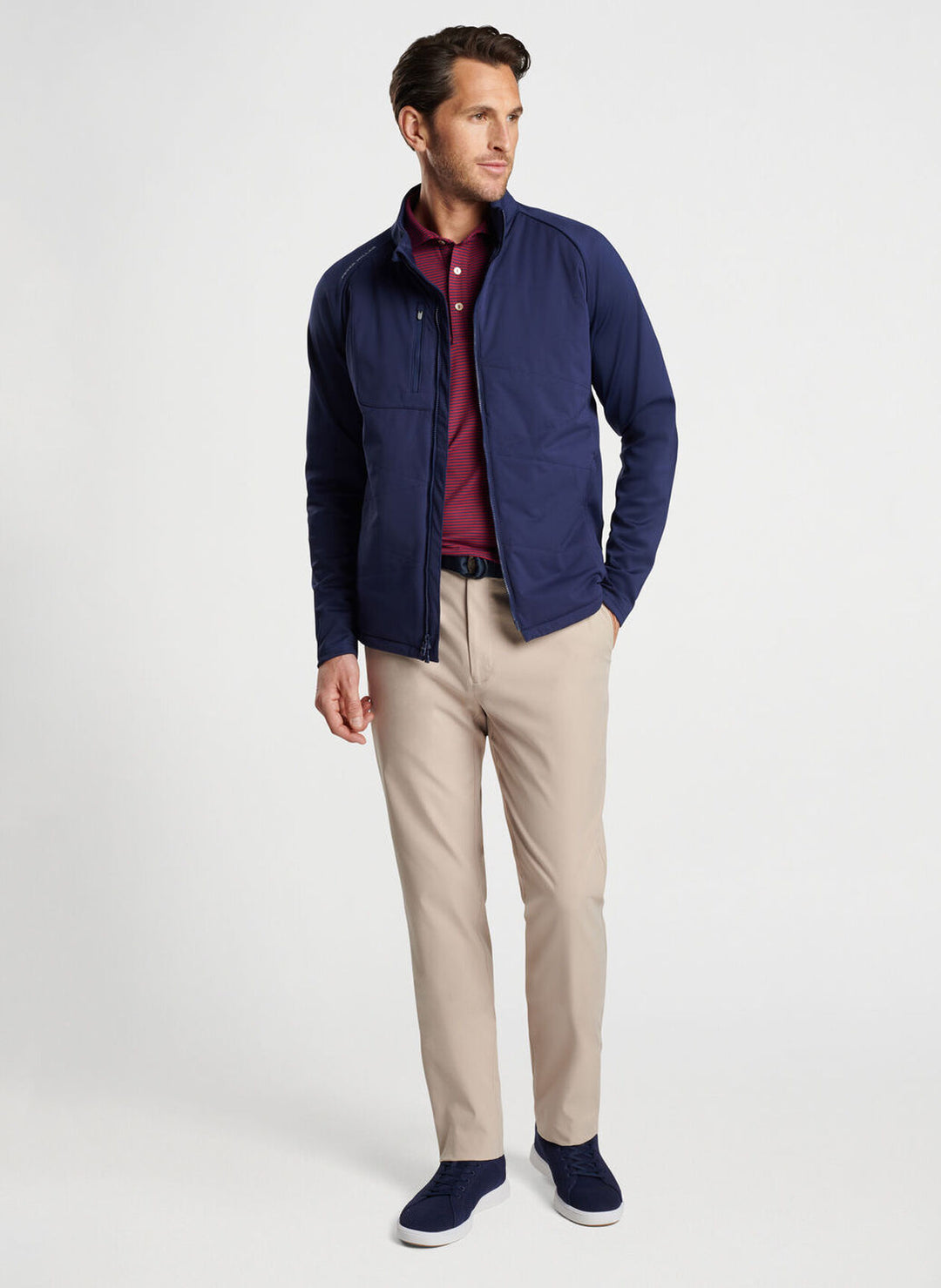 Peter Millar Mens Classic Fit Merge Hybrid Jacket - NAVY