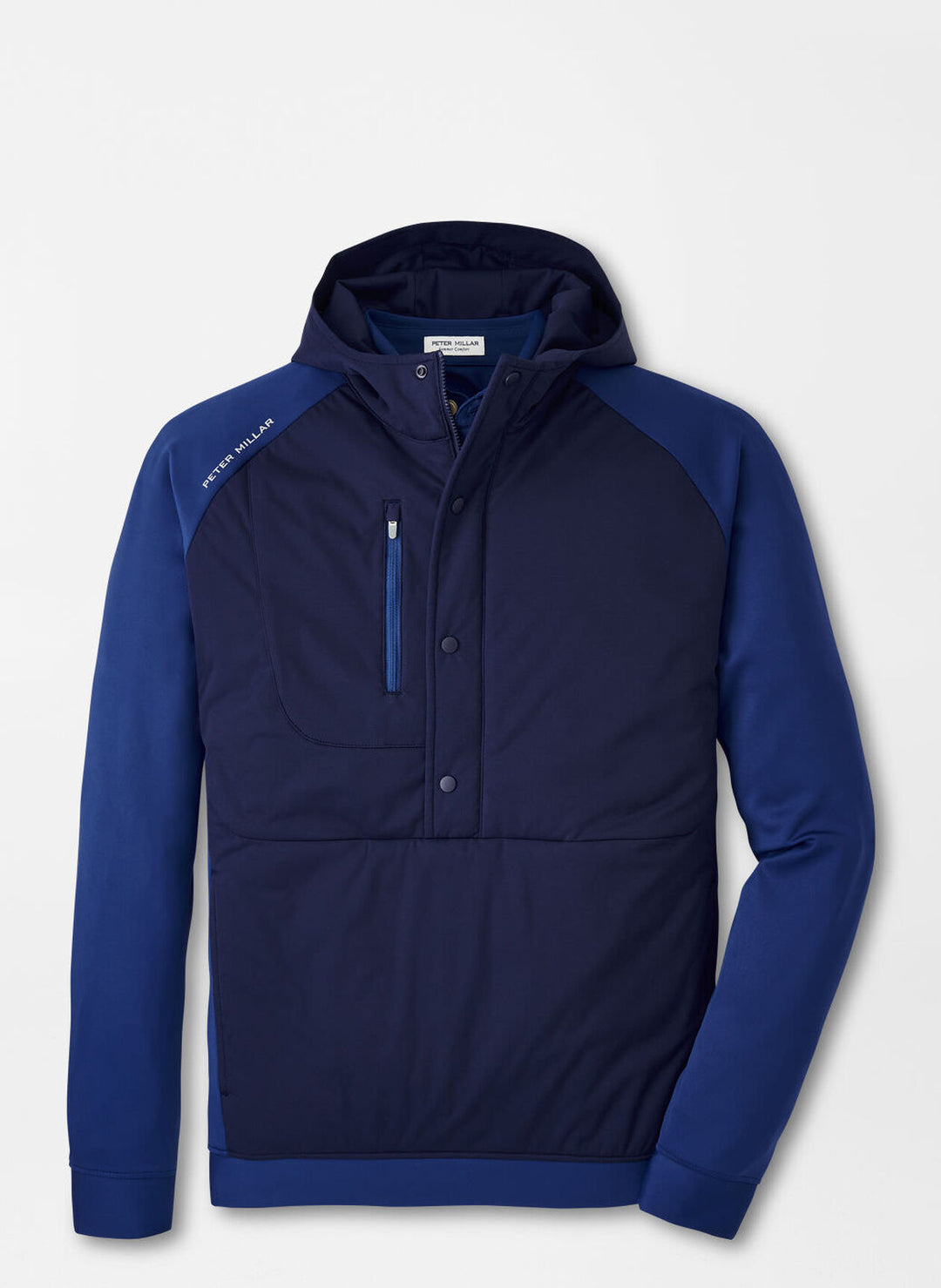 Peter Millar Mens Classic Fit Weld Half Snap Hoodie - SPORT NAVY/NAVY