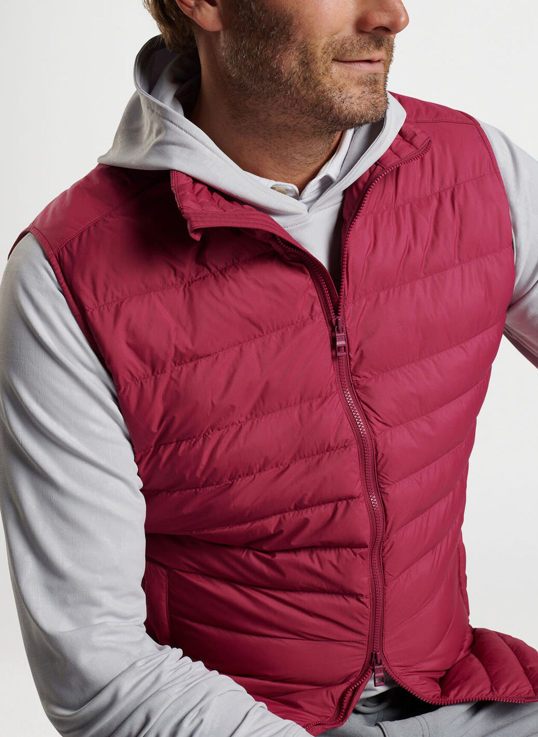 Peter Millar Mens  Classic Fit All Course Vest - POMEGRANATE