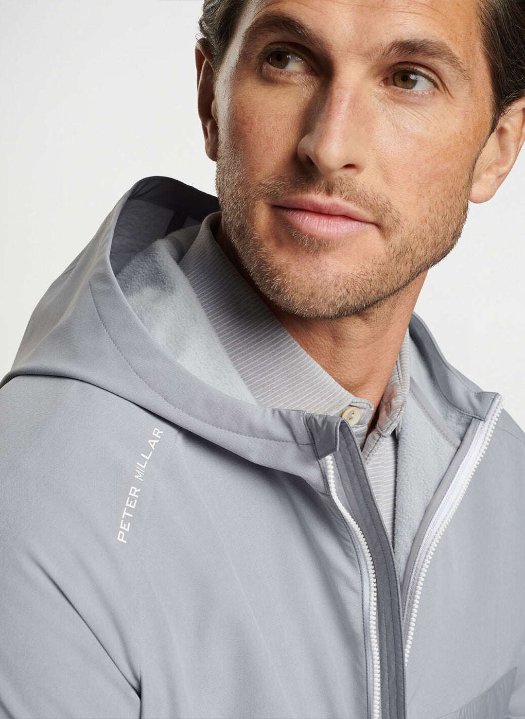 Peter Millar Mens Classic Fit All Course Hybrid Hoodie - GALE GREY