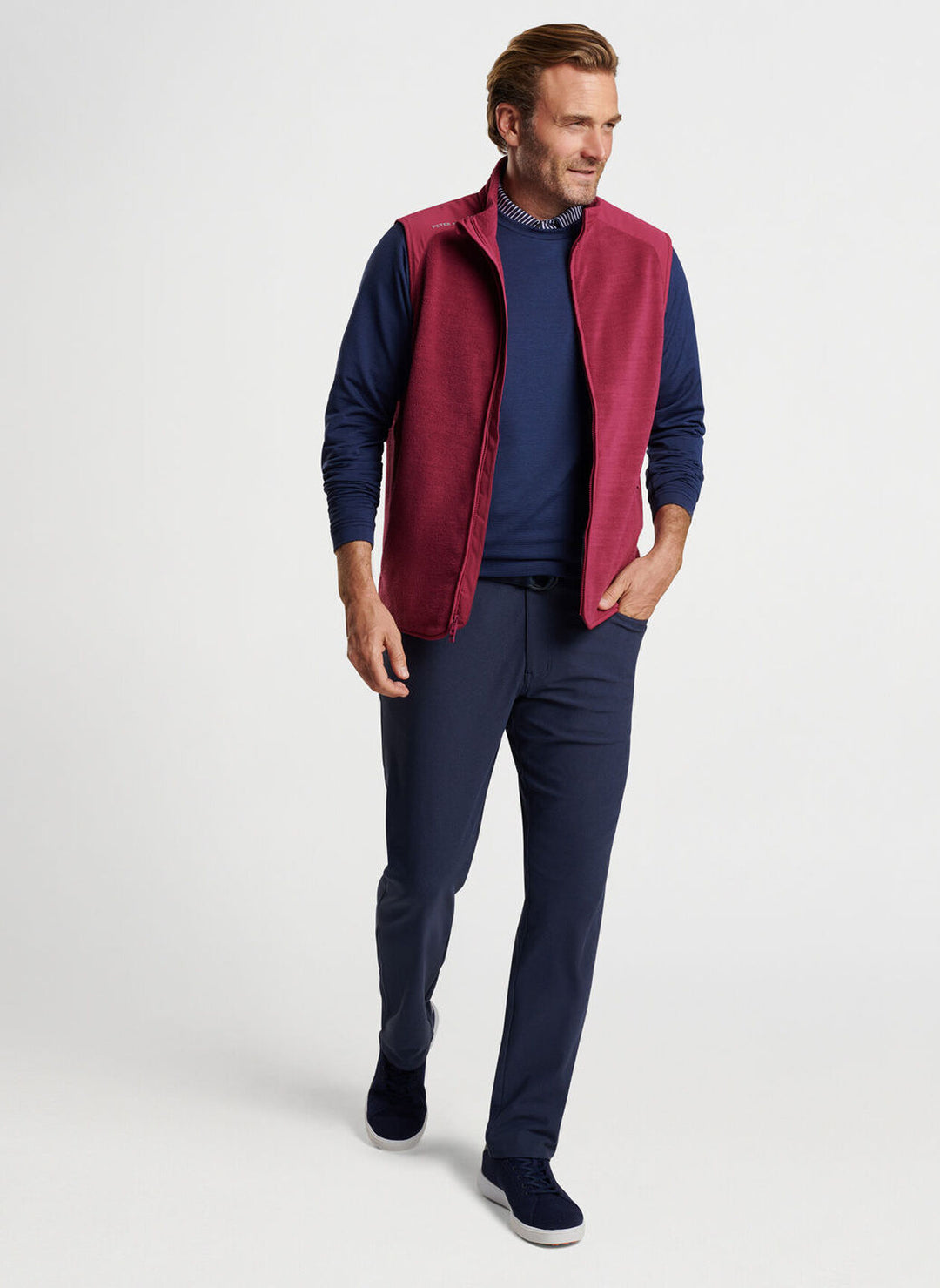 Peter Millar Mens Classic Fit Fade Vest - POMEGRANATE