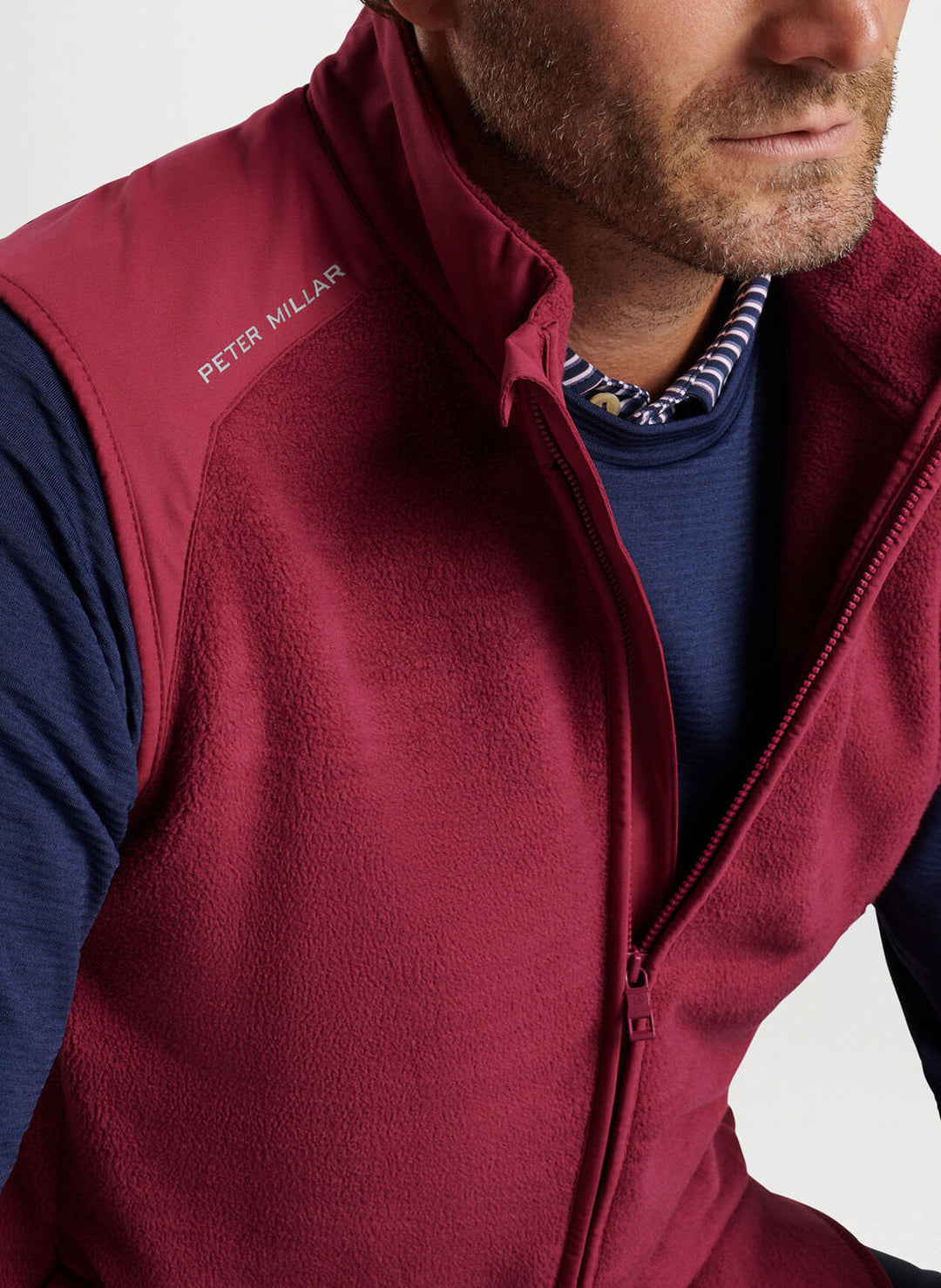 Peter Millar Mens Classic Fit Fade Vest - POMEGRANATE