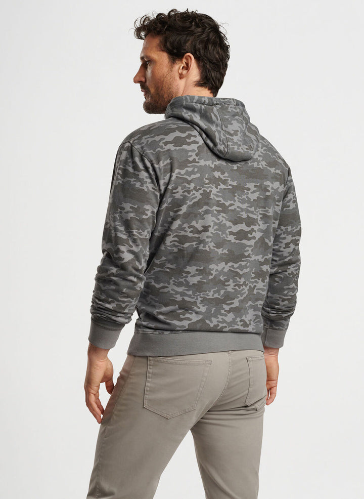 Peter Millar Mens Classic Fit Lava Wash Printed Hoodie - GALE GREY