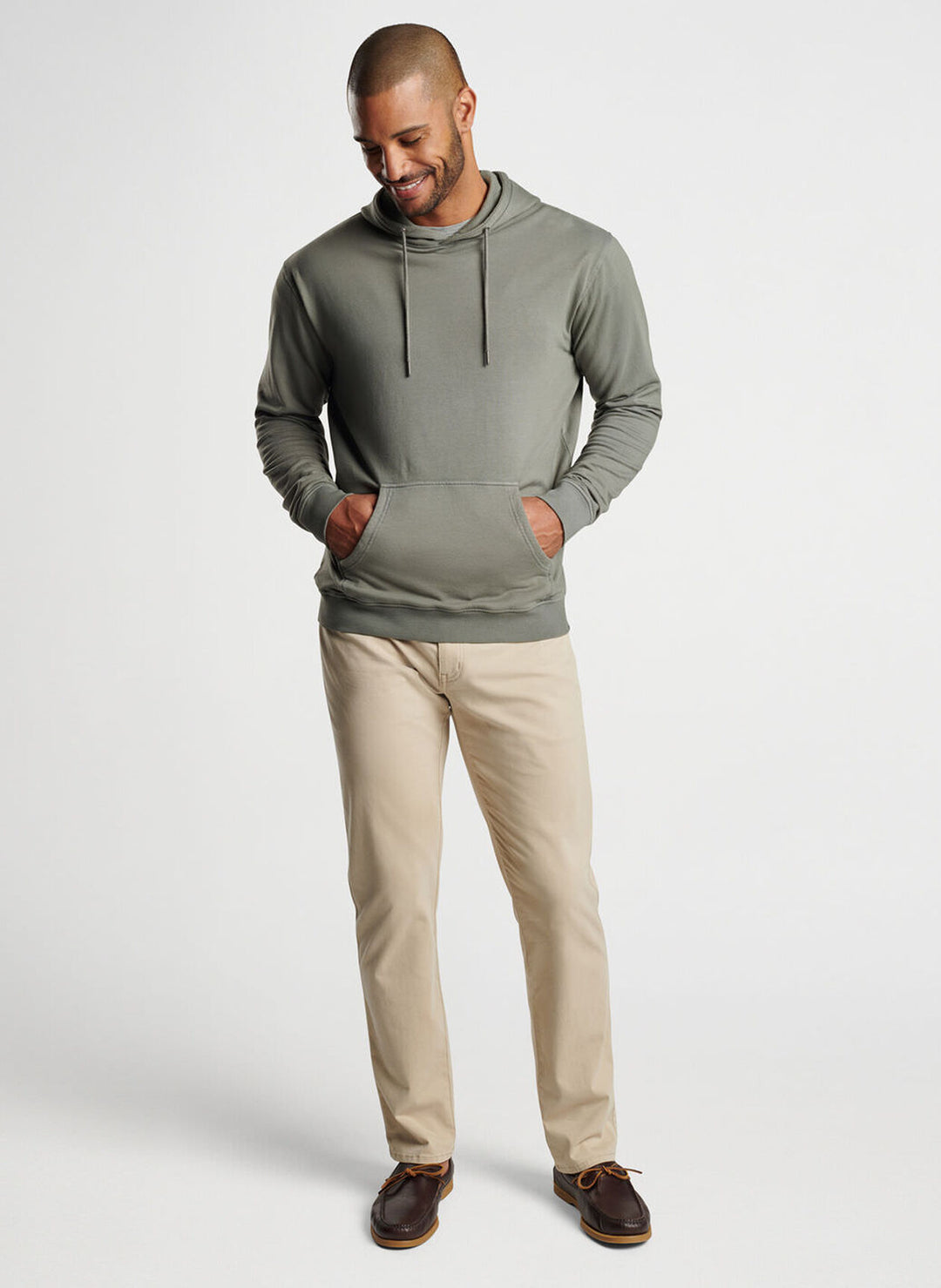 Peter Millar Mens Classic Fit Lava Wash Hoodie - MILITARY