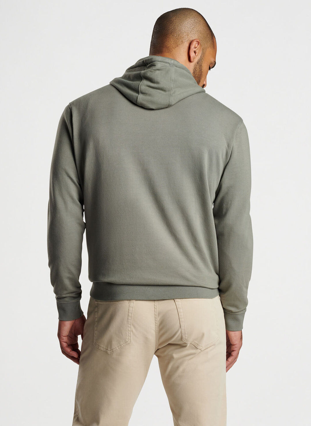 Peter Millar Mens Classic Fit Lava Wash Hoodie - MILITARY