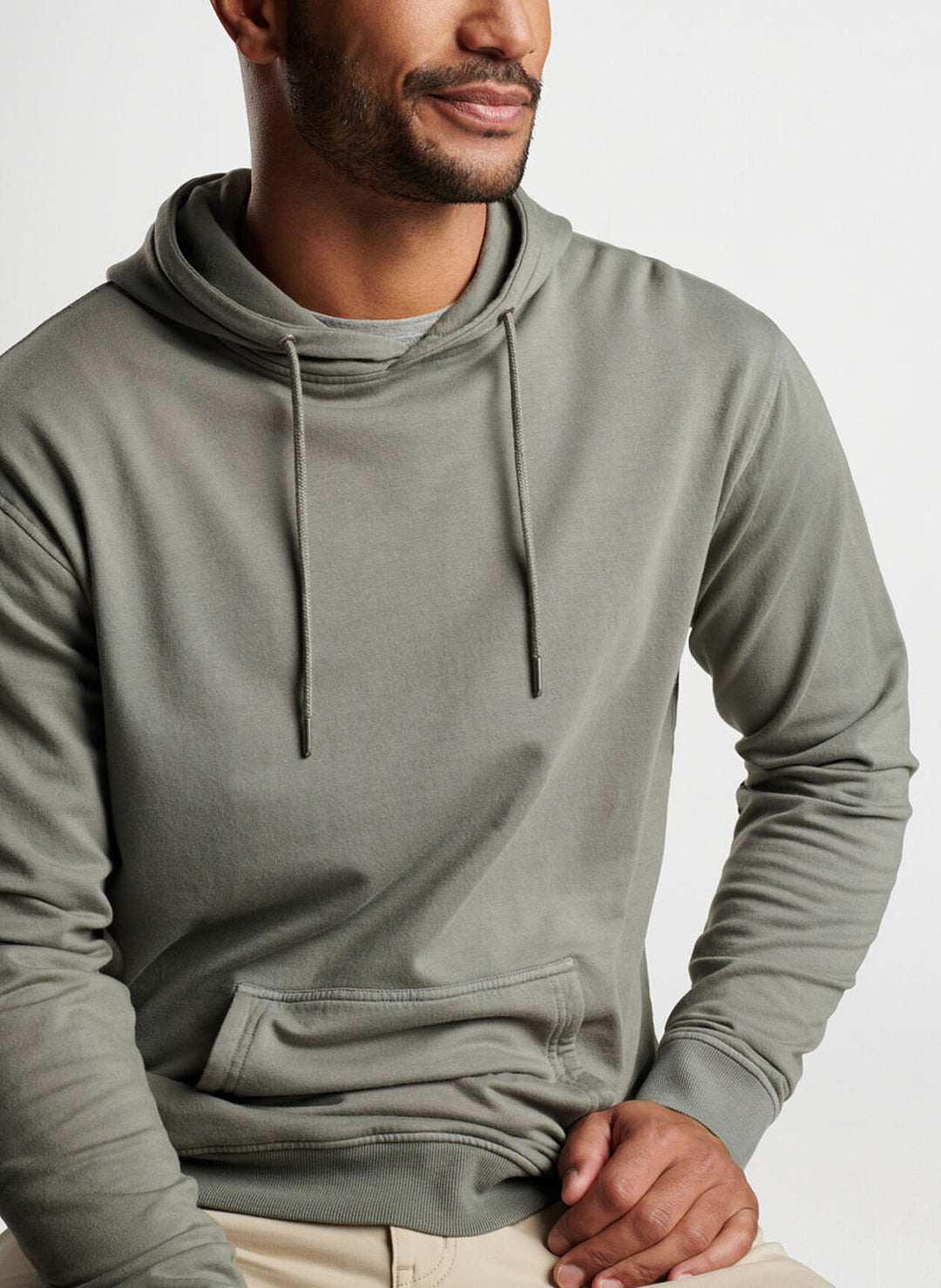 Peter Millar Mens Classic Fit Lava Wash Hoodie - MILITARY