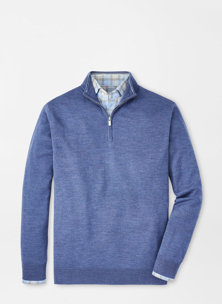 Peter Millar Mens Classic Fit Autumn Crest Quarter-Zip - OCEAN BLUE