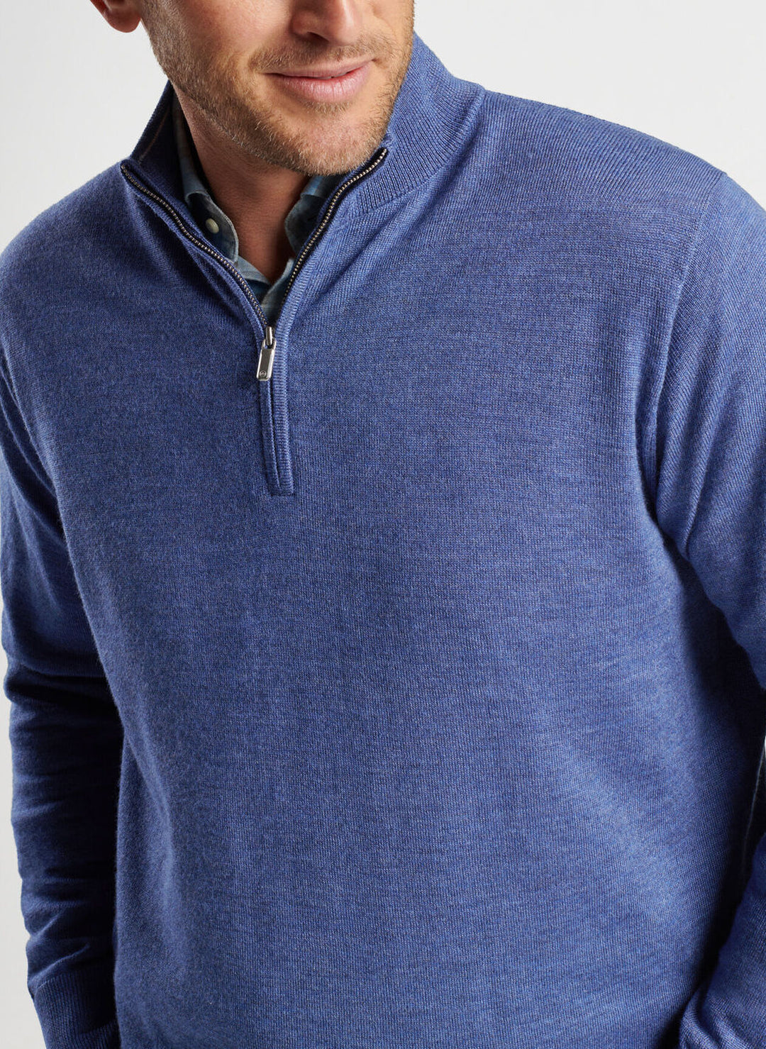 Peter Millar Mens Classic Fit Autumn Crest Quarter-Zip - OCEAN BLUE