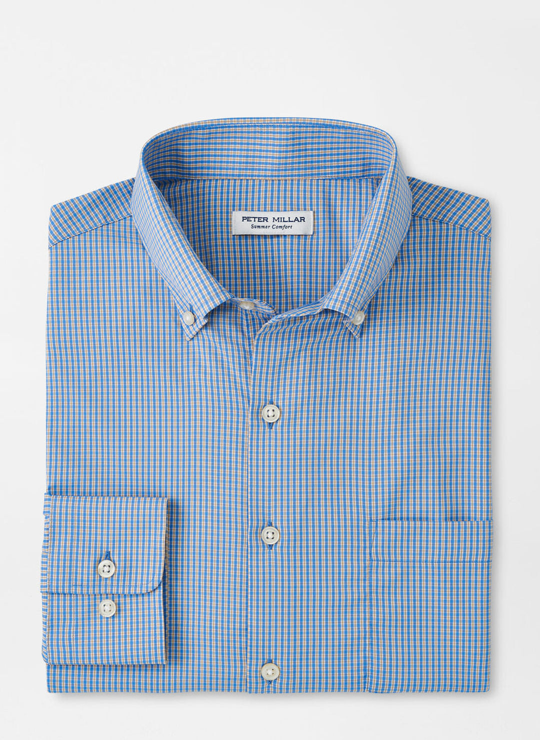 Peter Millar Mens Classic Fit Barrie Performance Twill Sport Shirt - REGATTA BLUE