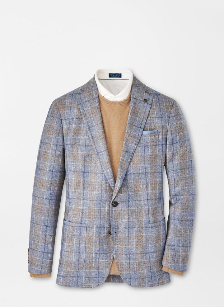 Peter Millar Mens Tailored Fit Callan Plaid Soft Jacket - BLUE PEARL