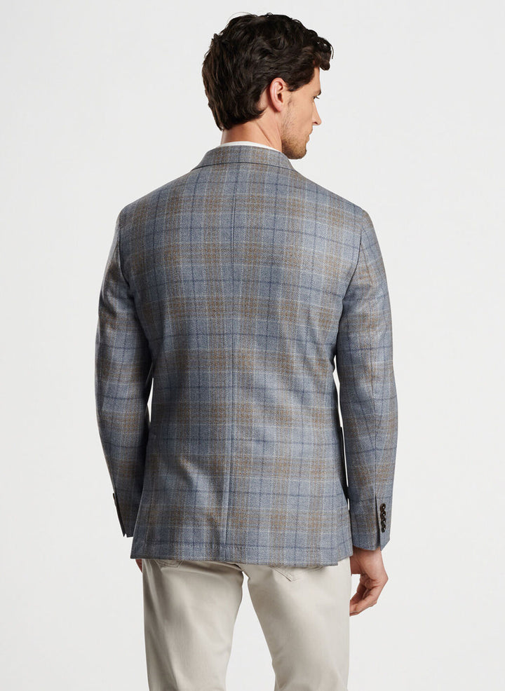 Peter Millar Mens Tailored Fit Callan Plaid Soft Jacket - BLUE PEARL