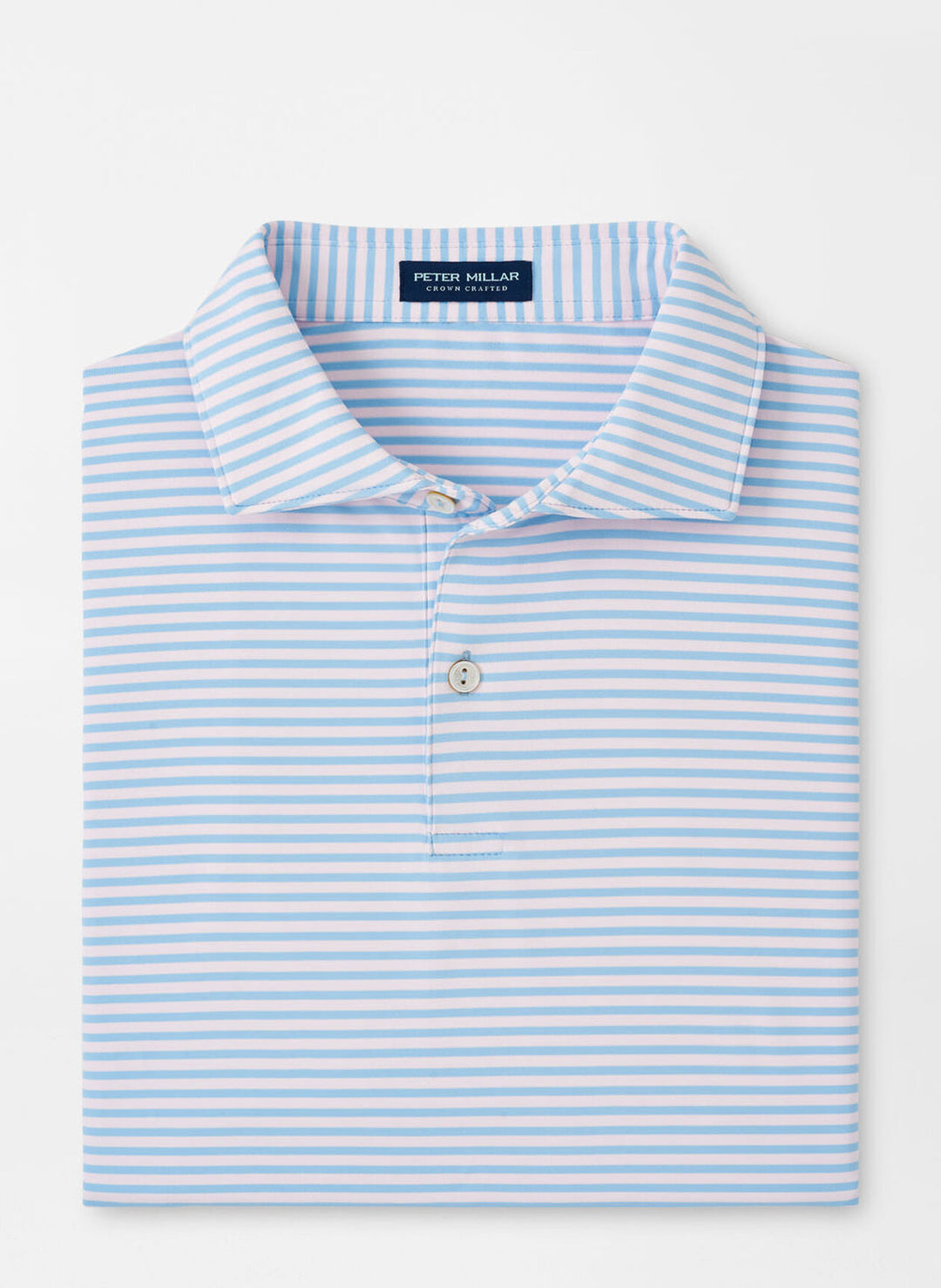 Peter Millar Mens Tailored Fit Sawyer Performance Jersey Polo - Edwin Spread Coll - BLUE FROST