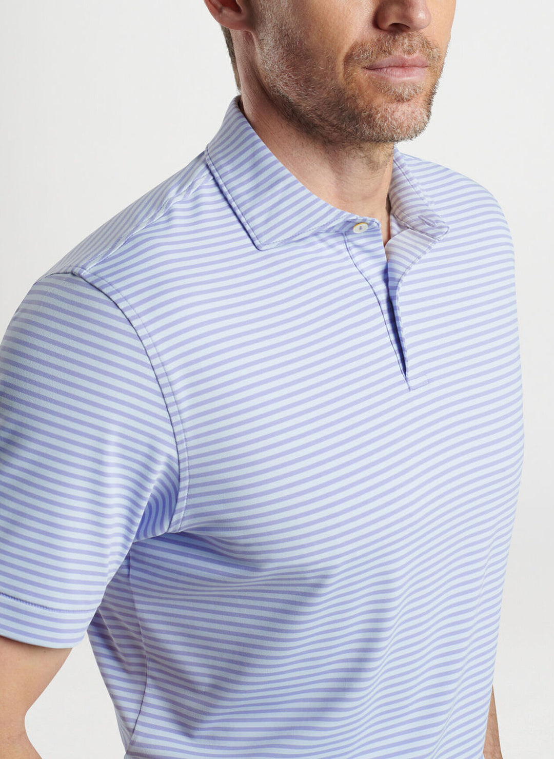 Peter Millar Mens Tailored Fit Sawyer Performance Jersey Polo - Edwin Spread Coll - LAVENDER FOG