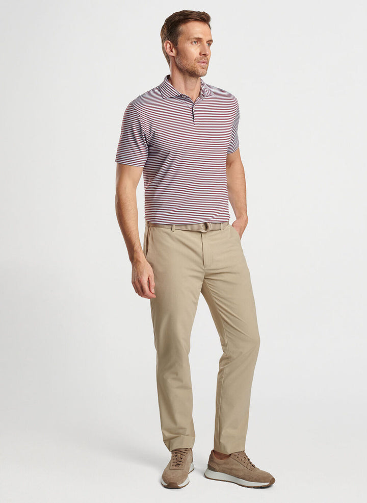 Peter Millar Mens Tailored Fit Sawyer Performance Jersey Polo - Edwin Spread Coll - VERMOUTH