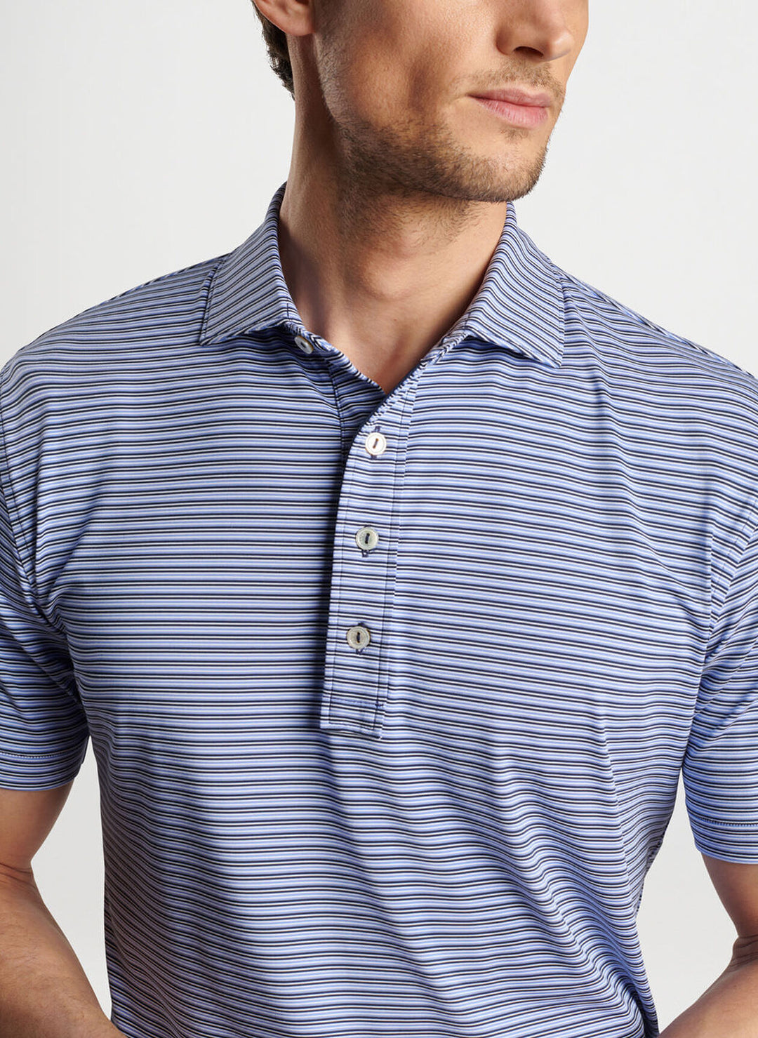 Peter Millar Mens Tailored Fit Avon Performance Jersey Polo - NAVY