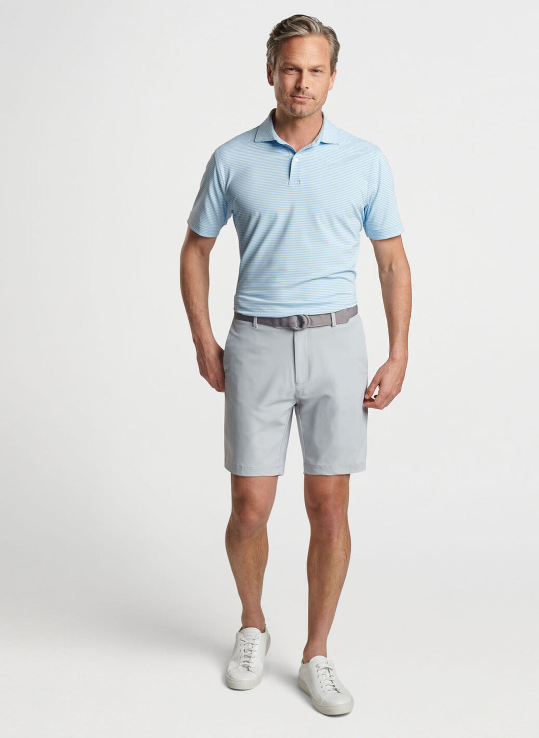 Peter Millar Mens Tailored Fit Ambrose Performance Jersey Polo - BLUE FROST